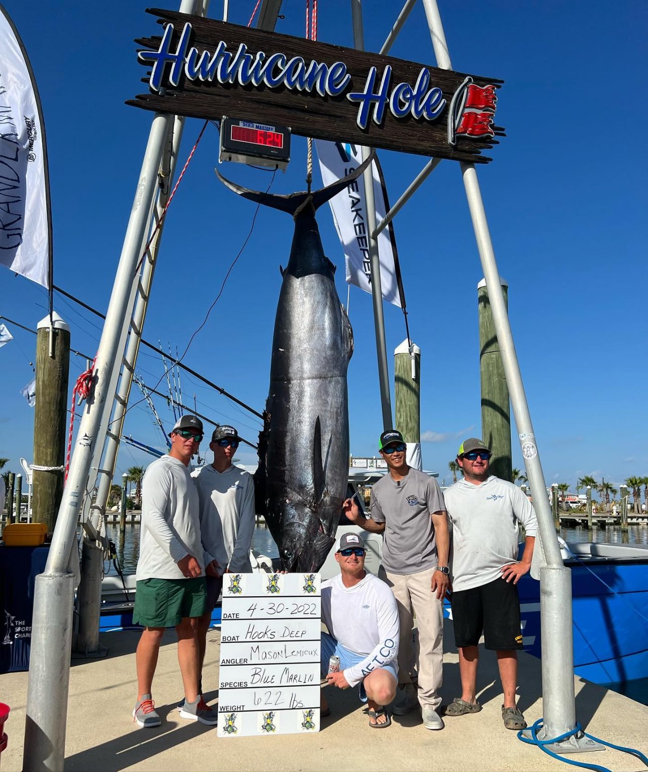 First Blue Marlin Ever Weighed at Hurricane Hole at Louisiana Gulf